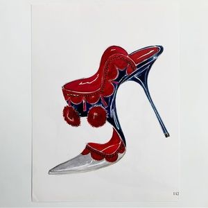 4/$20⭐️ Red Manolo Blahnik Shoe Illustration *PRINT*